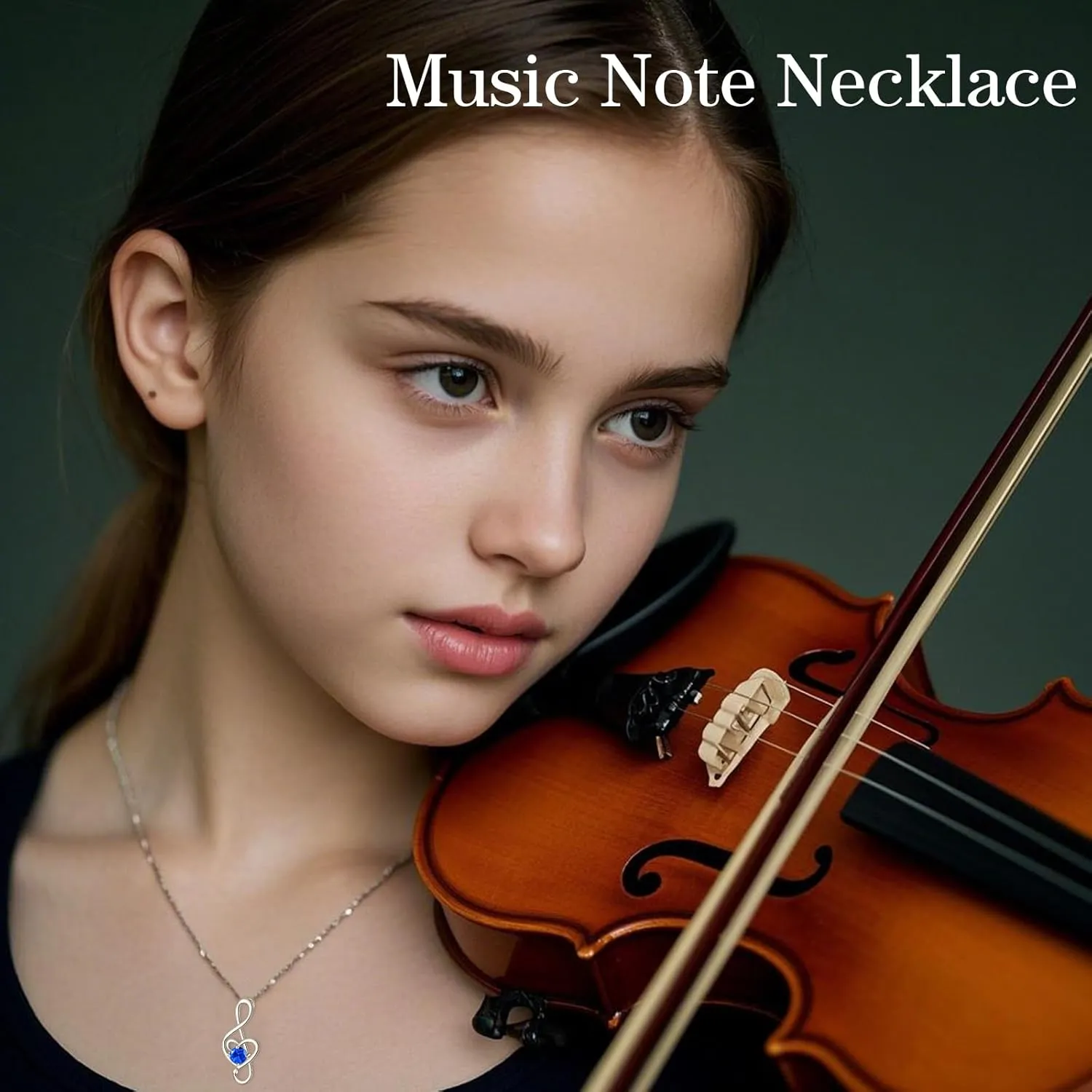 Music Note Necklaces for Women Sterling Silver 12 Birthstone Musical Necklace Jewelry Birthday Gifts Music Lovers Student Teacher