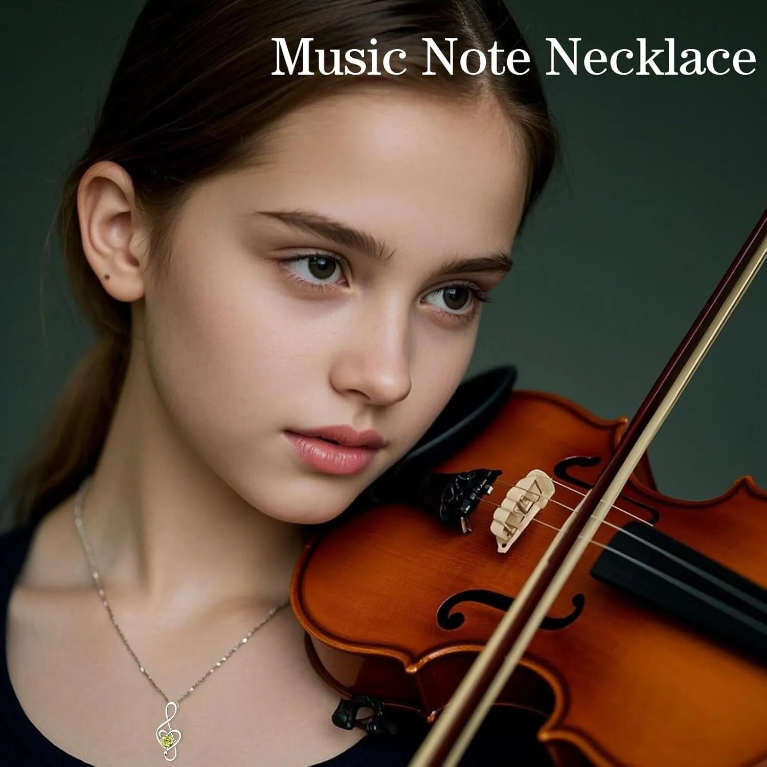 Music Note Necklaces for Women Sterling Silver 12 Birthstone Musical Necklace Jewelry Birthday Gifts Music Lovers Student Teacher