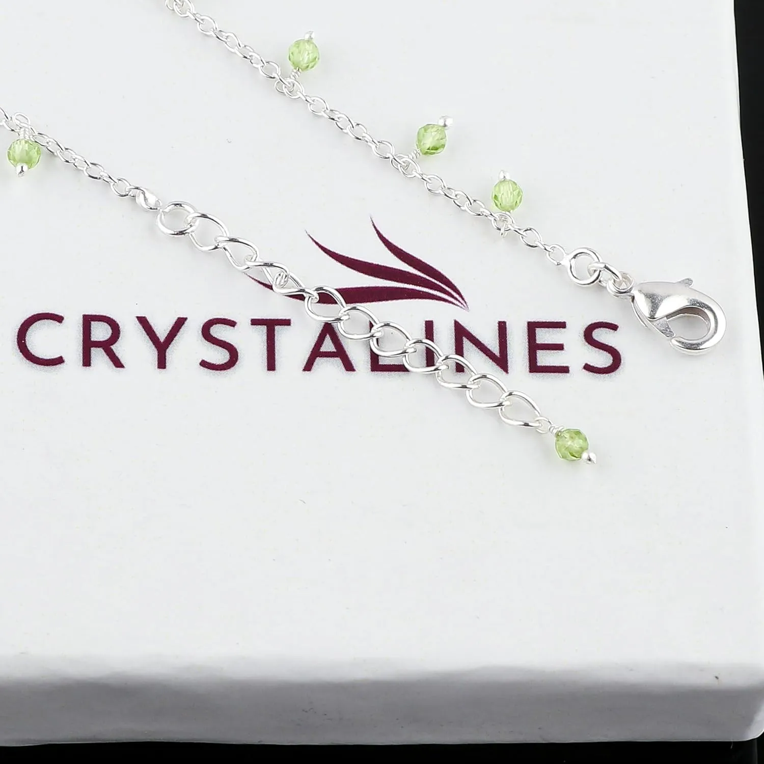 Natural Peridot Gemstones Ankle Bracelet for Women, Handmade Jewelry, Hanging Beads Anklet, Silver Adjustable Chain, Minimalist Anklets, Gift for Her, 9 1.50 inch