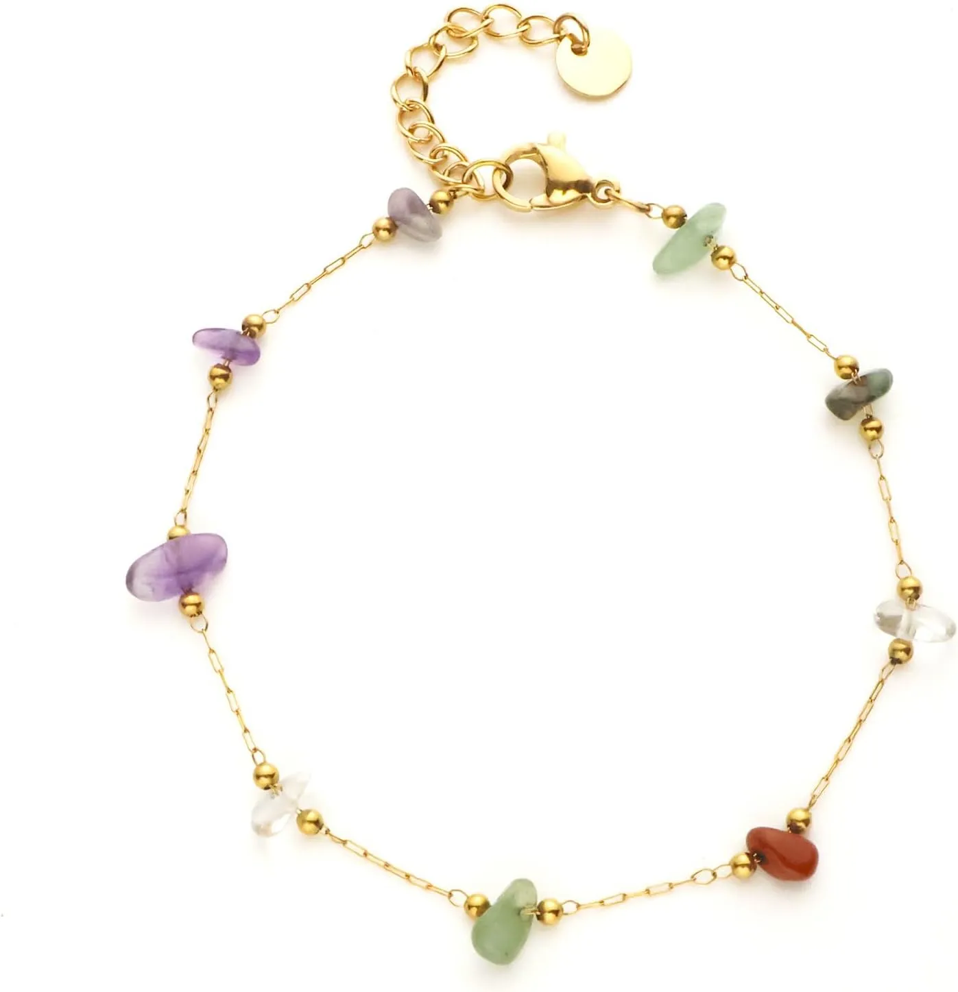 Natural Stone Bracelet, Natural Stone Bracelets for Women, Stone Bracelet, Stone Bracelets for Women, Gemstone Bracelet, Fashionable 18K Gold-Plated Colorful Natural Stone Bracelet