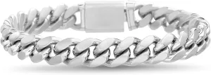 Nautica Stainless Steel Bracelet for Men 10mm Link Cuban Chain Box Clasp 8 inches