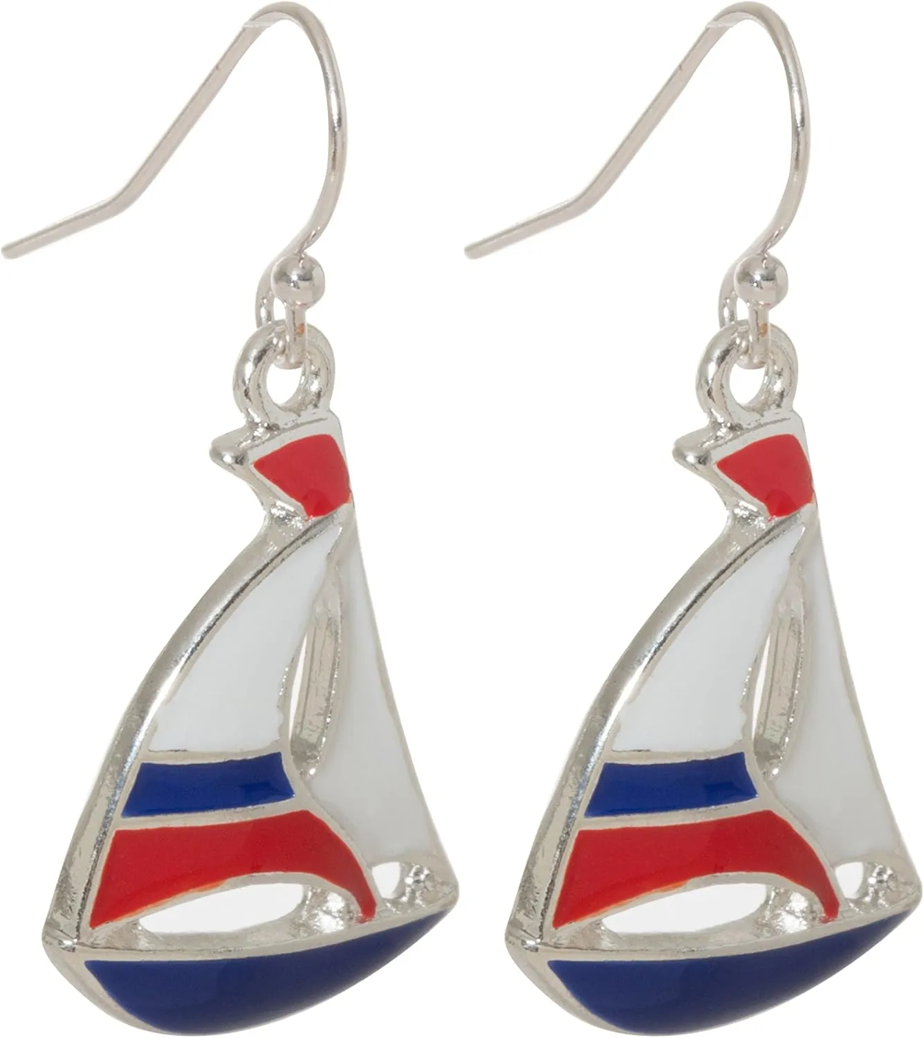 Nautical Sailboat Dangling Fish Hook Earrings