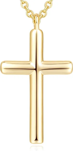 NEARLAND Cross Necklace for Women 14K Gold Cross Necklaces for Women Simple Gold Chain Faith Pendant Necklace 20/28/33mm