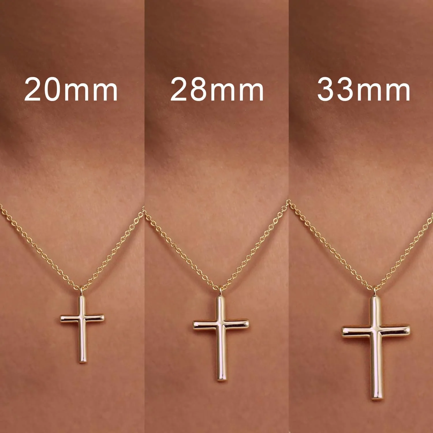 NEARLAND Cross Necklace for Women 14K Gold Cross Necklaces for Women Simple Gold Chain Faith Pendant Necklace 20/28/33mm