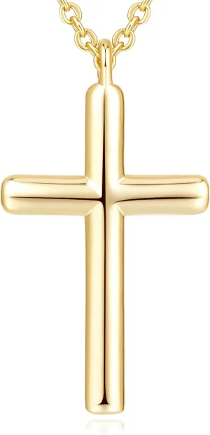 NEARLAND Cross Necklace for Women 14K Gold Cross Necklaces for Women Simple Gold Chain Faith Pendant Necklace 20/28/33mm