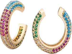 New Classic Copper Cz Crystal Ear Cuff C Shaped Ear Clips No Pierced Earrings for Women Best for Party Wedding Jewelry