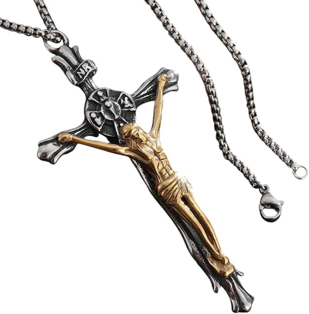 New For Trendy 2025 Classic Christian Jesus Cross Pendant Necklace For Men Women Personality Charm Religious Prayer Amulet Jewelry Gift Jewelry Fashion Accessories Creative Gift