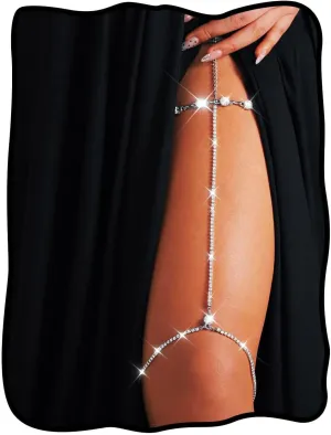 Nicute Sparkly Crystal Thigh Chain Jewelry Silver Rhinestone Sexy Leg Chain Summer Beach Bikini Body Chain for Women (Silver)