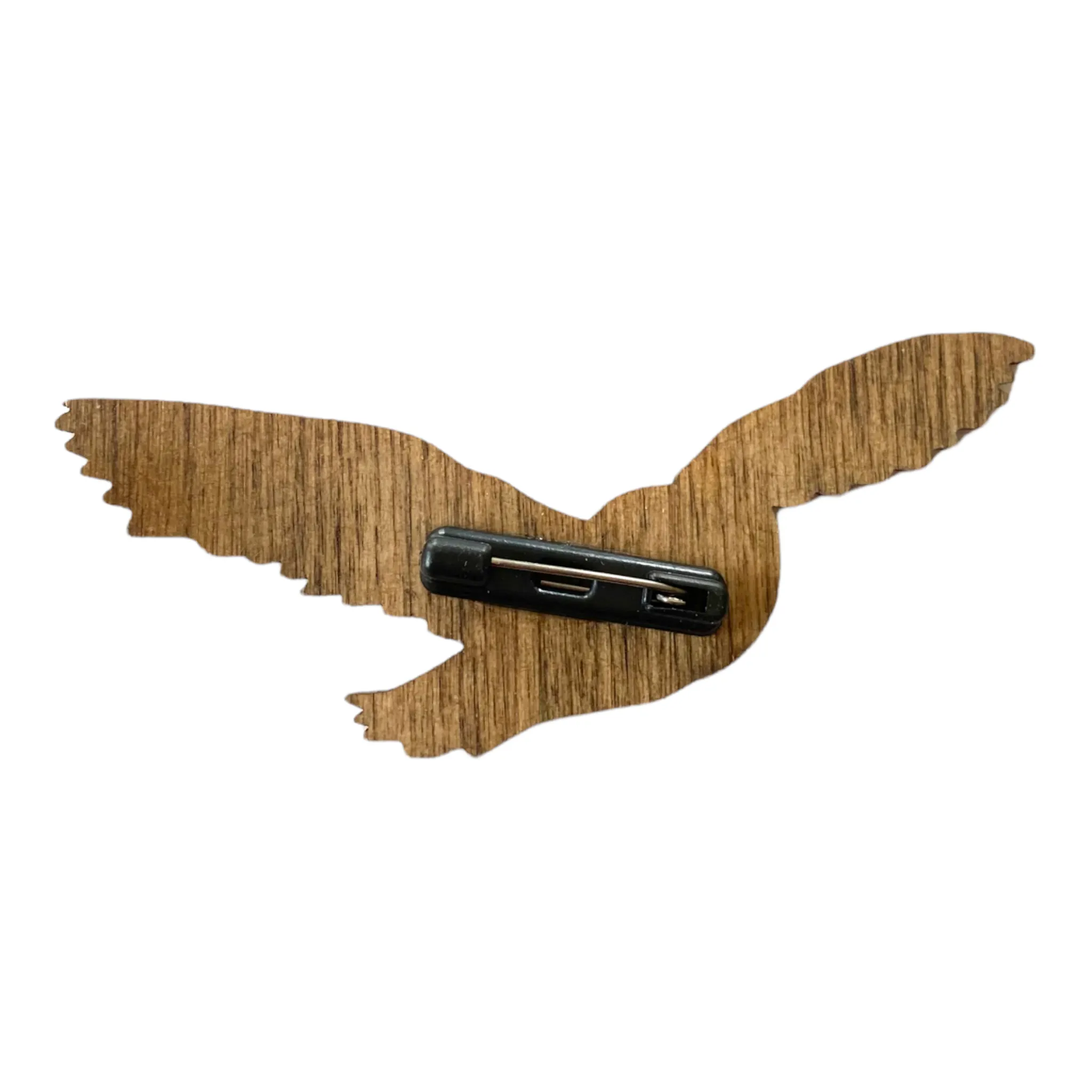 Night Owl, Flying Owl Wooden Brooch