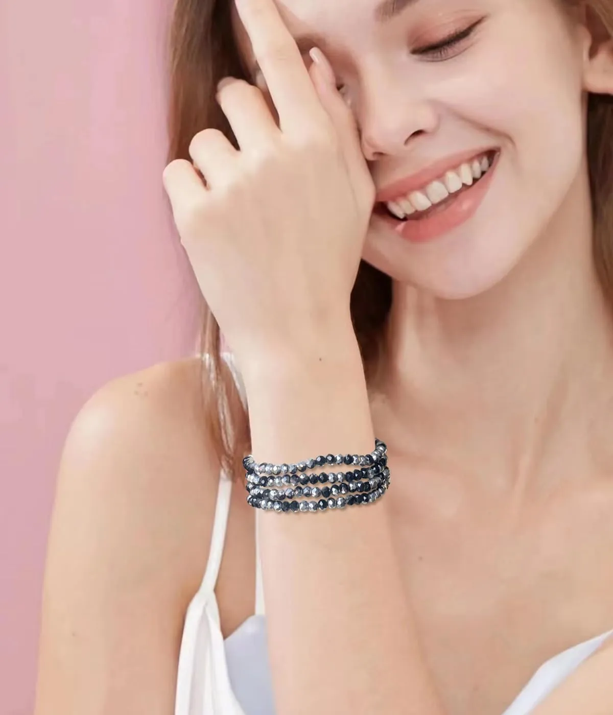 Noessla Beaded Boho Stretch Bracelet Colorful Stackable Crystal Beads Bracelets Trendy Costume Jewelry Mothers Day Gifts for Women