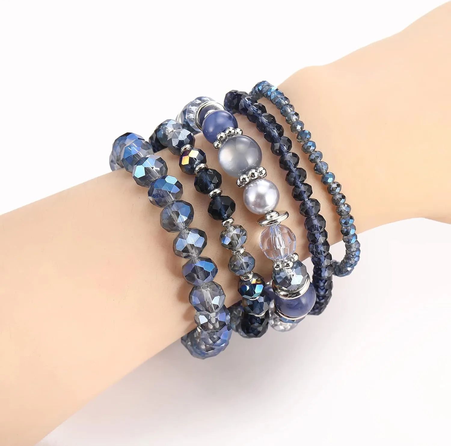 Noessla Beaded Boho Stretch Bracelet Colorful Stackable Crystal Beads Bracelets Trendy Costume Jewelry Mothers Day Gifts for Women