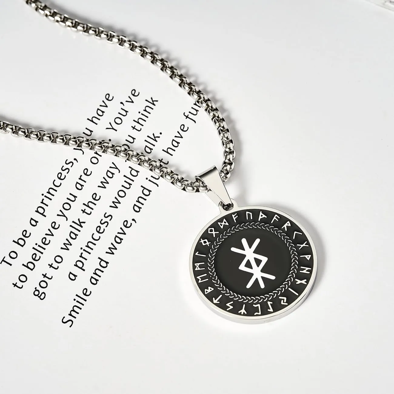 Nordic Viking Rune Necklace Love Protection Strenght Courage Health Good Luck Viking Symbol Pendant Stainless Steel Viking Jewelry