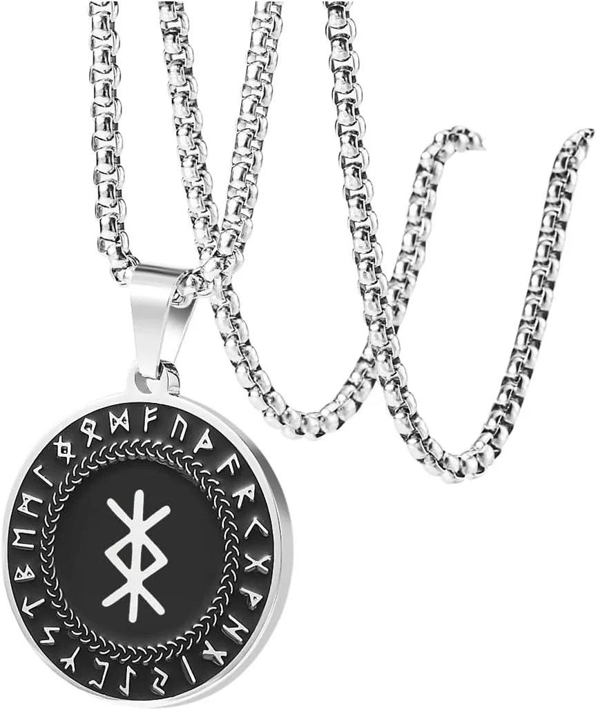 Nordic Viking Rune Necklace Love Protection Strenght Courage Health Good Luck Viking Symbol Pendant Stainless Steel Viking Jewelry