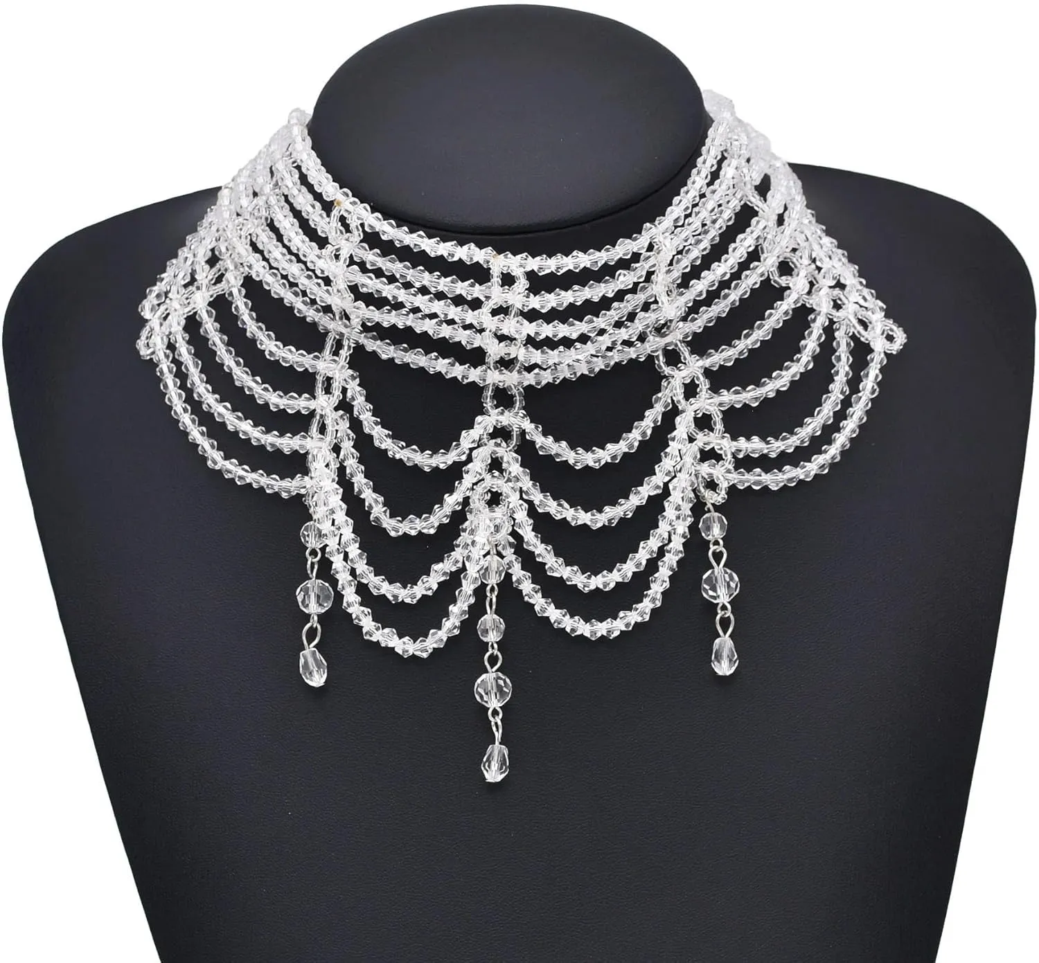 NSLS White/Black Gothic Baroque Style Women's Choker Necklace Statement Crystal Tassel Beads Alloy Classic Necklace Jewelry Party Gift for Women