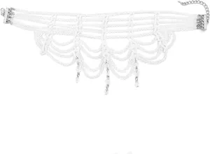 NSLS White/Black Gothic Baroque Style Women's Choker Necklace Statement Crystal Tassel Beads Alloy Classic Necklace Jewelry Party Gift for Women