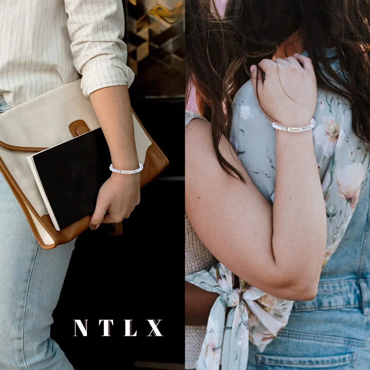 NTLX Christian Bracelets for Women  Blessed Bracelet  Natural Stone Stretch Prayer Bracelet  Inspirational Message Jewelry - Great Gift