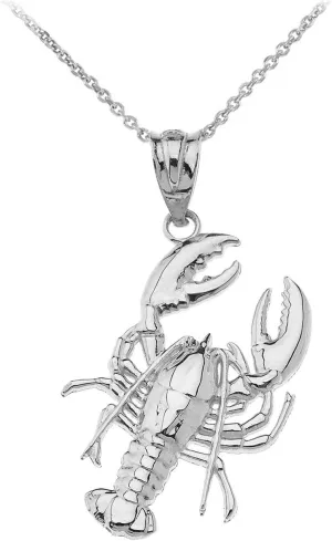 Ocean Jewelry Sterling Silver Lobster Ocean Sea Seafood Nautical Pendant Necklace