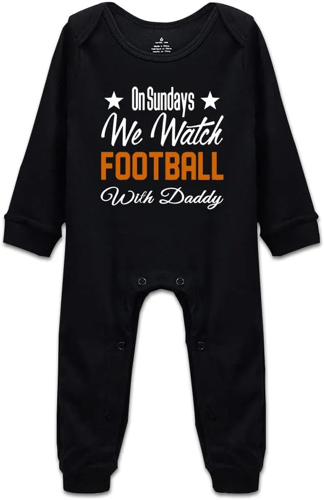 On Sundays We Watch Football with Daddy Funny Newborn Infant Baby Boy Girl Romper Cotton Bodysuit