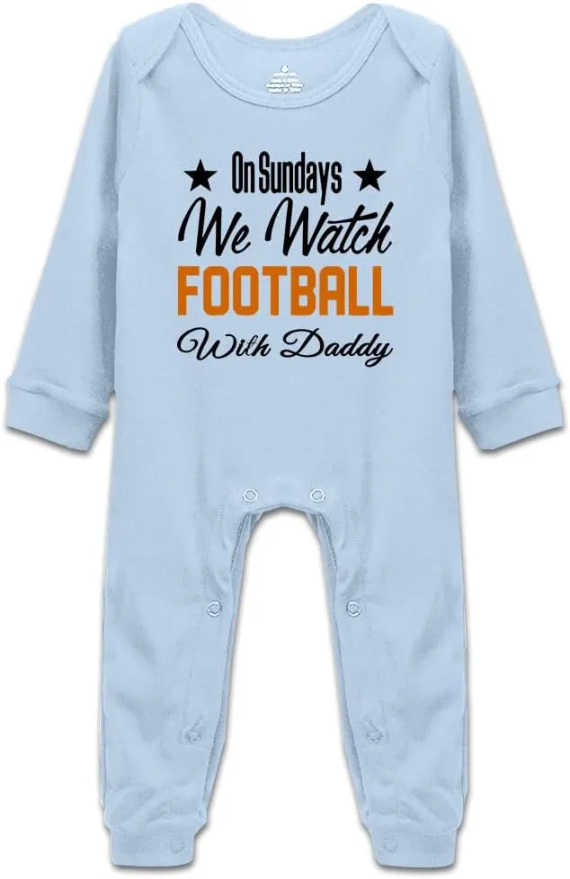 On Sundays We Watch Football with Daddy Funny Newborn Infant Baby Boy Girl Romper Cotton Bodysuit