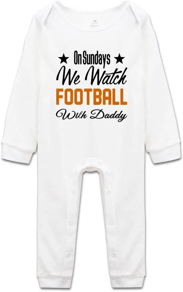 On Sundays We Watch Football with Daddy Funny Newborn Infant Baby Boy Girl Romper Cotton Bodysuit