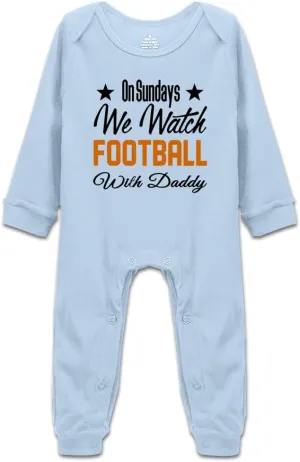 On Sundays We Watch Football with Daddy Funny Newborn Infant Baby Boy Girl Romper Cotton Bodysuit