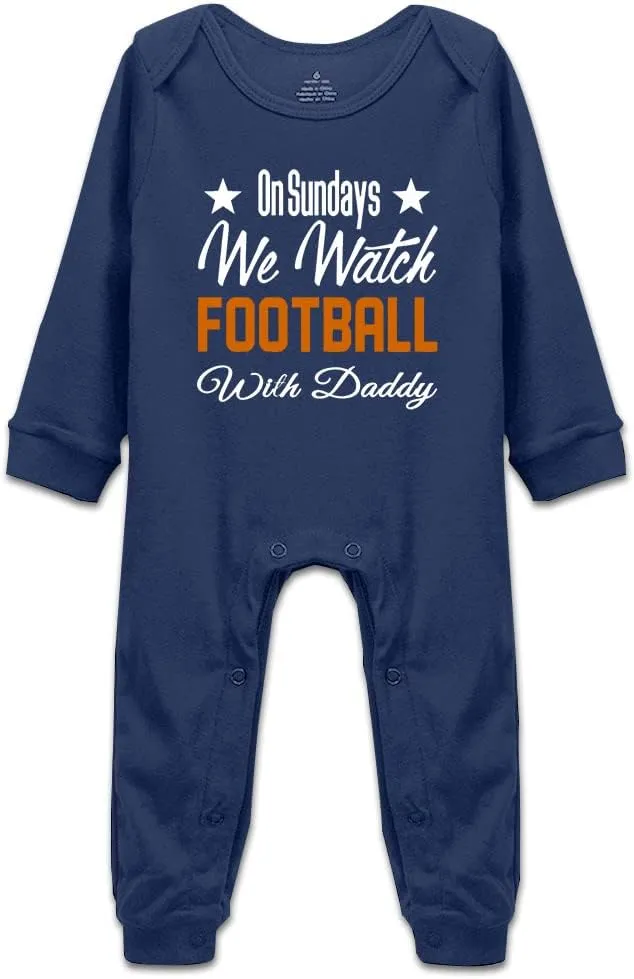 On Sundays We Watch Football with Daddy Funny Newborn Infant Baby Boy Girl Romper Cotton Bodysuit