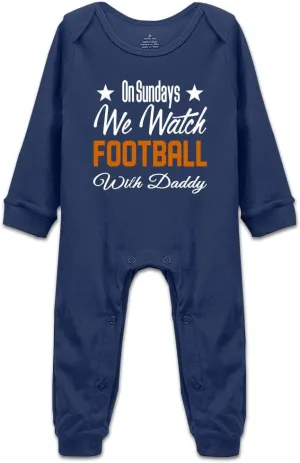 On Sundays We Watch Football with Daddy Funny Newborn Infant Baby Boy Girl Romper Cotton Bodysuit