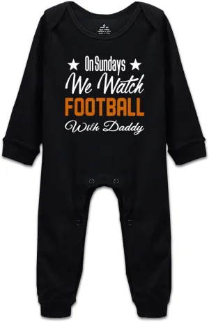On Sundays We Watch Football with Daddy Funny Newborn Infant Baby Boy Girl Romper Cotton Bodysuit