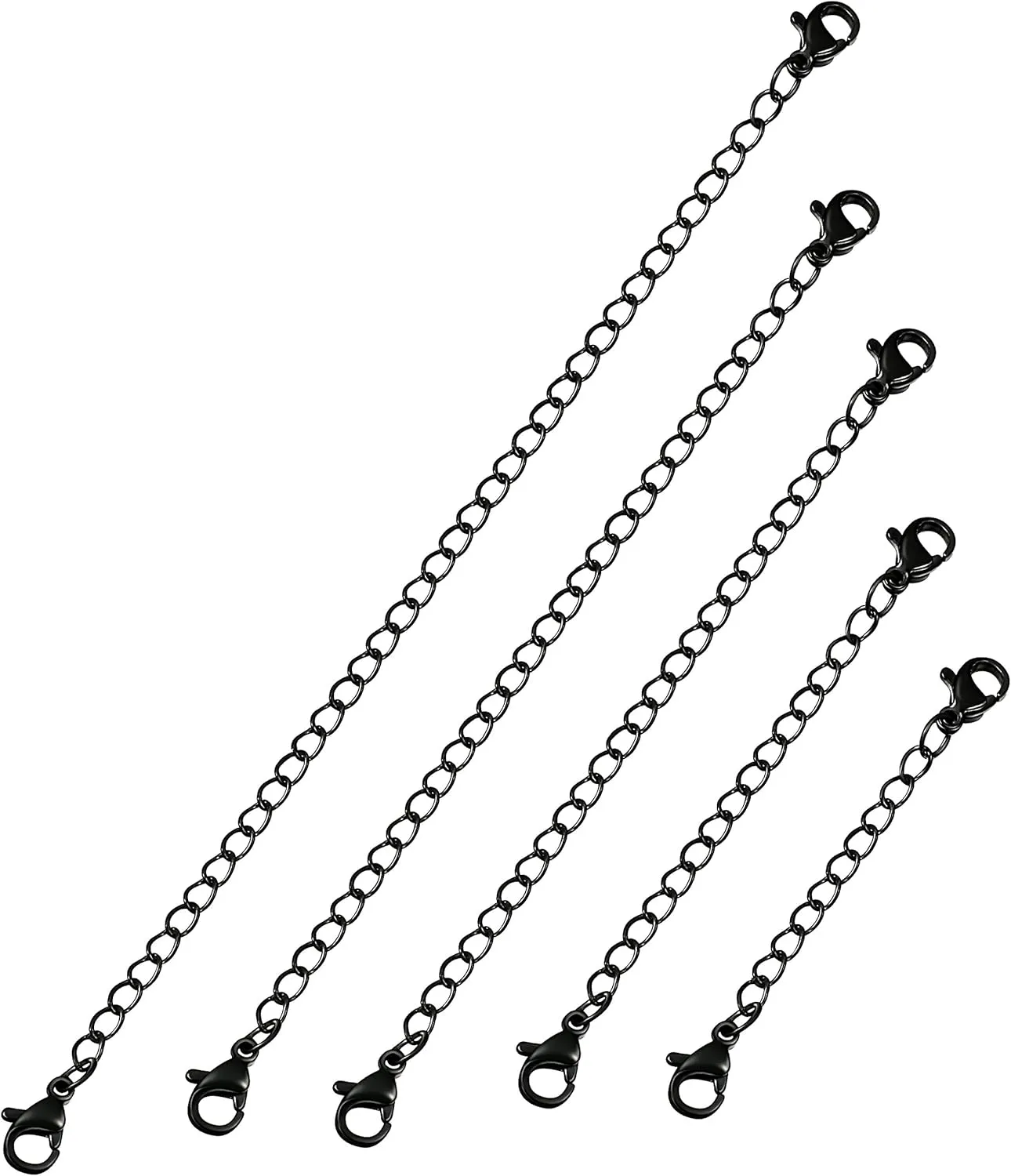 ORAZIO 5-10Pcs Stainless Steel Necklace Bracelet Extender Chain Set,2" 3" 4" 5" 6"