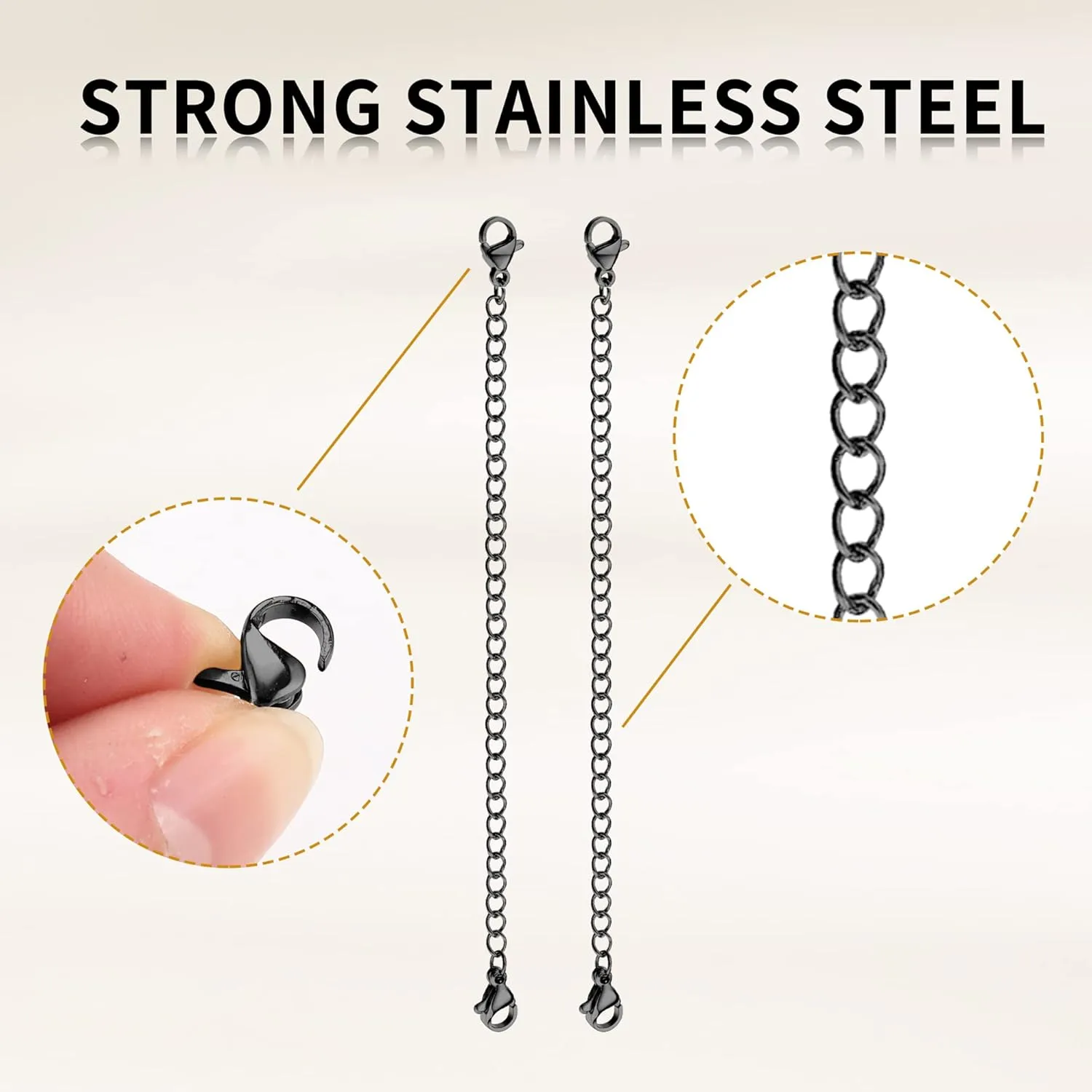 ORAZIO 5-10Pcs Stainless Steel Necklace Bracelet Extender Chain Set,2" 3" 4" 5" 6"