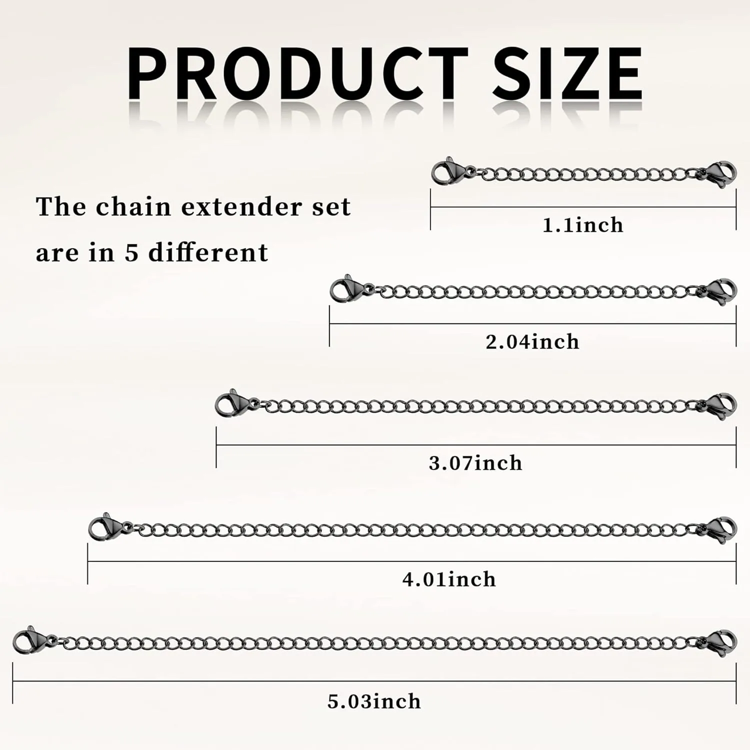 ORAZIO 5-10Pcs Stainless Steel Necklace Bracelet Extender Chain Set,2" 3" 4" 5" 6"