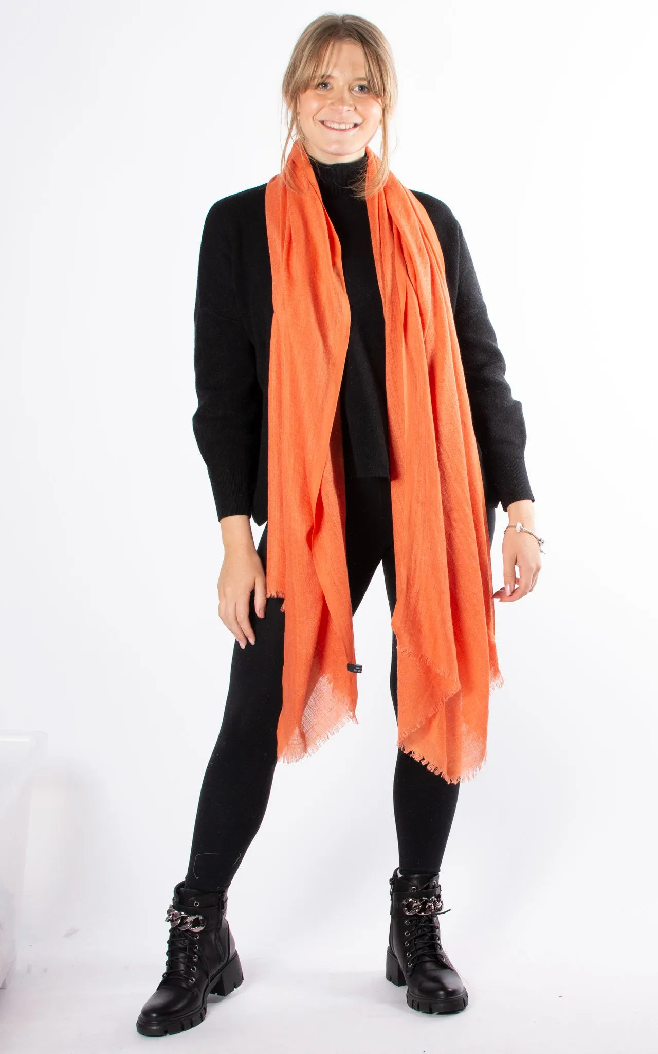 Oversized Pashmina Shawl Wrap Scarf - Orange