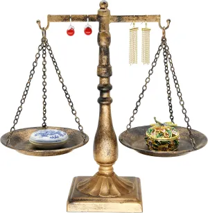 Owlgift Vintage Libra Jewelry Tower, Tabletop Free Standing Necklace Organizer, Jewelry Holder Display For Earrings Storage, Bracelets Watches Tree  Bronze