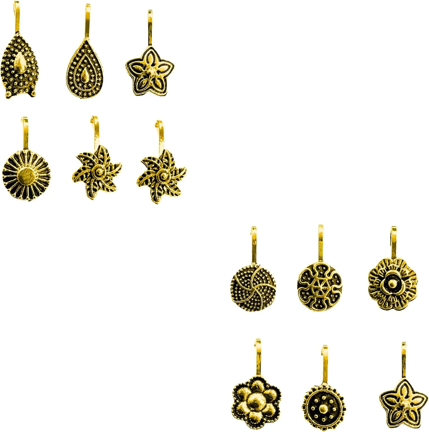 Oxidized Golden Pressing Nose Pin for Women  Clip-On Nose Ring, Piercing Needed, Elegant Pierced Jewelry