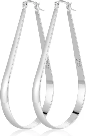 PABBEU S925 Sterling Silver Hoop Earrings Lightweight Oval Silver Hoop Earrings for Women Hypoallergenic 14k Gold Plated Hoops Earring Large Gold Hoops Earring for Women Gift (Inner Diameter27/34/36/45mm)