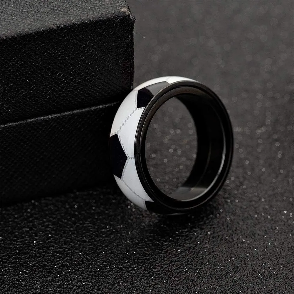 PAMTIER Unisex Stainless Steel Outdoor Sport Spinner Ring Unique NBA Basketball Band