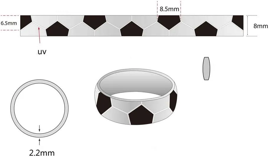 PAMTIER Unisex Stainless Steel Outdoor Sport Spinner Ring Unique NBA Basketball Band