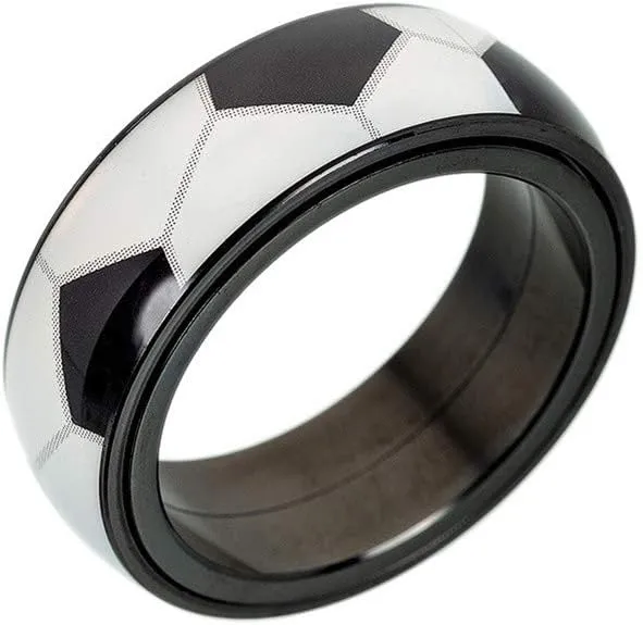 PAMTIER Unisex Stainless Steel Outdoor Sport Spinner Ring Unique NBA Basketball Band