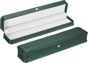 PATIKIL Velvet Necklace Box, 2 Pack Long Chain Box Vintage Jewelry Holder for Wedding Engagement Proposal Ceremony Anniversary Style 4, Green
