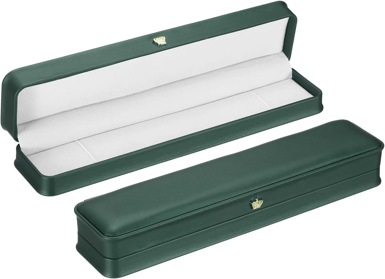 PATIKIL Velvet Necklace Box, 2 Pack Long Chain Box Vintage Jewelry Holder for Wedding Engagement Proposal Ceremony Anniversary Style 4, Green