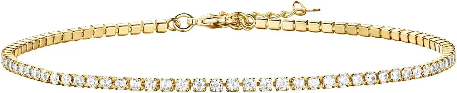 PAVOI 14K Gold Plated Tennis Anklets for Women | Tennis Ankle Bracelet for Women