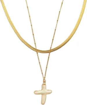 Pearl Cross Necklace For Women Trendy, Cute Cross Pendant Jewelry Gifts, Dainty 18K Gold Choker Necklace Cross Necklace
