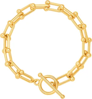 PEARLADA 18k Gold Chain Layerd Bracelet Coin Charm Toggle Bracelet Trendy Cubic Zirconia Jewelry