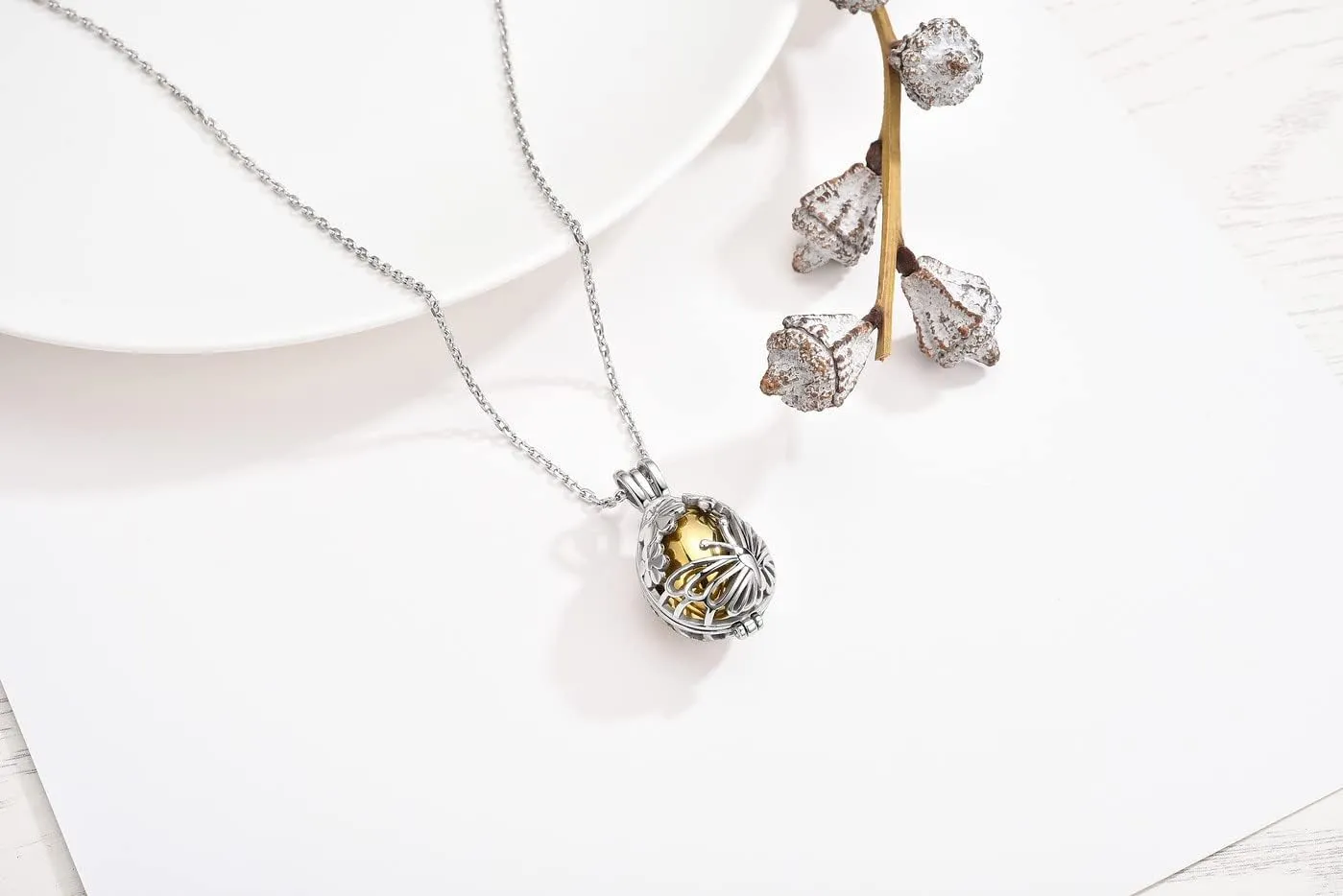 PESOENTH Ashes necklace for women Cremation Jewelry for Ashes Urn Memorial Hollow Flower Butterfly Teardrop Locket Necklace Ashes Holder Keepsake Cremation Jewelry for Women Loved one Gifts,w/Funnel Kit