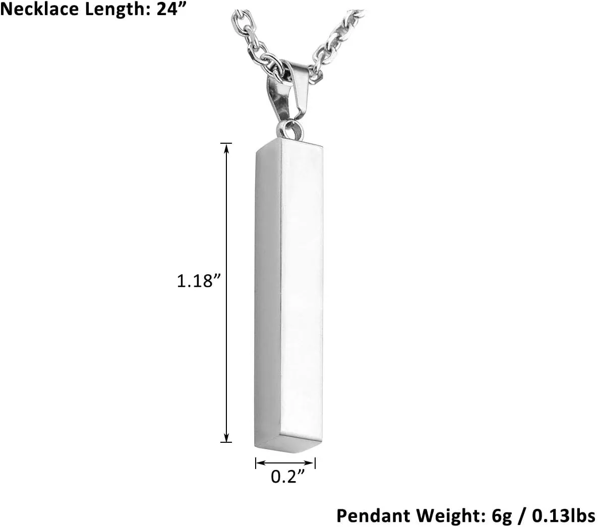 PiercingJ 4 Side Engraving Personalized Custom Message Name Bar Necklace Stainless Steel Pendant Chain for Men Women Valentine's Day Gift Box