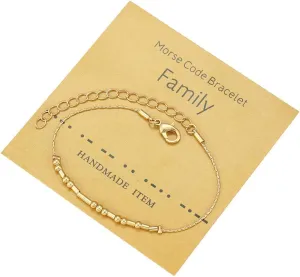 Pingyongchang Inspirational Bracelets Friendship Morse Code Bracelets Inspirational Jewelry Gifts for Women Men Adjustable Gold Beads Anklets for Best Friends