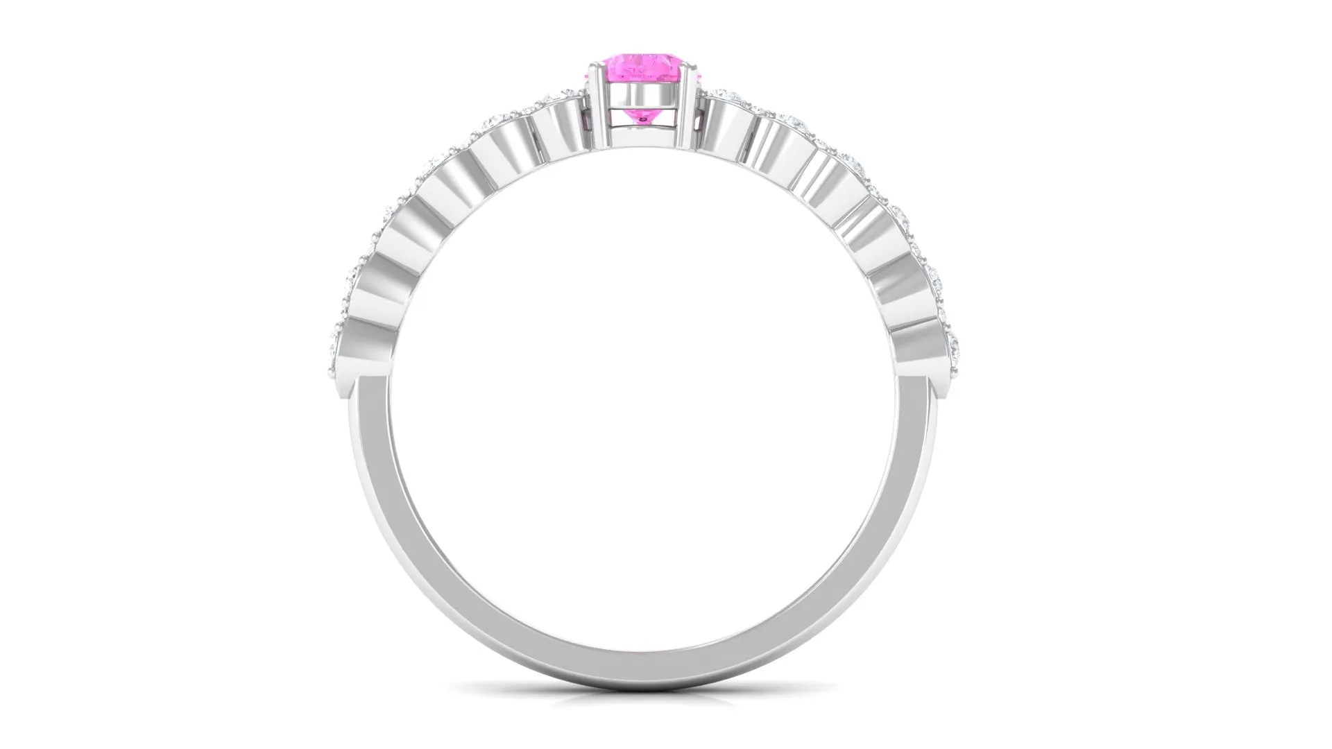 Pink Sapphire Pear Shaped Engagement Ring with Diamond