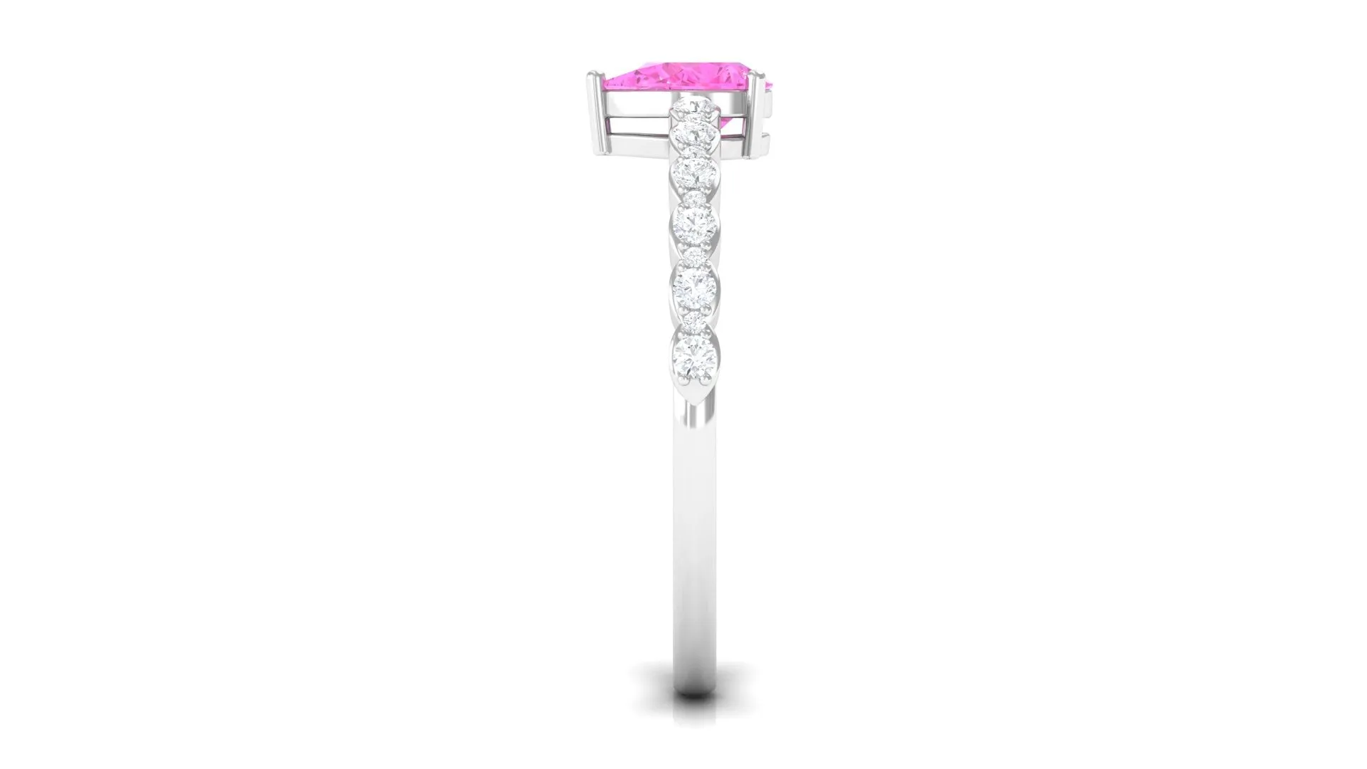 Pink Sapphire Pear Shaped Engagement Ring with Diamond