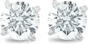 Pompeii 3/4Ct Round Brilliant Natural Diamond Stud Earrings in 14K Gold Classic Setting