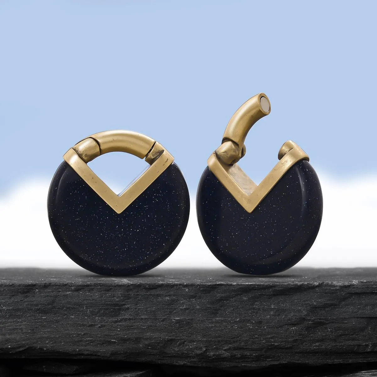 PONWAG 1 Pair Seamless Ear Weight Hoop Gauge Earrings For Stretched Ears Dangle Gauge Hanger 2g 0g 00g Plug Tunnels For Ear Women Body Piercing Jewelry